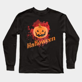 Halloween pumpkin with blood in the background Long Sleeve T-Shirt